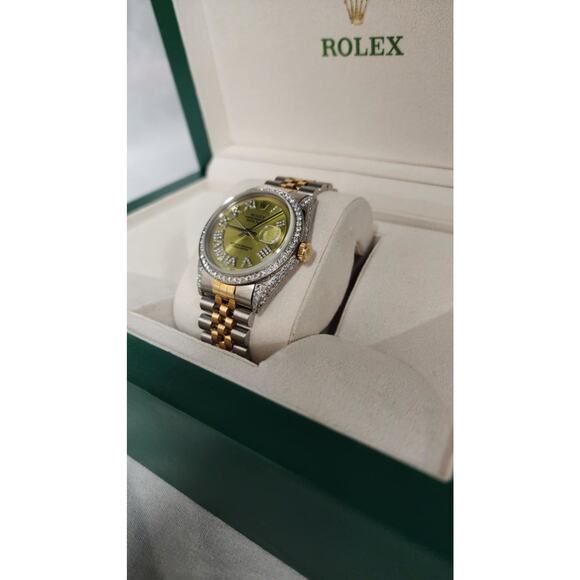 1969 Rolex 36mm Datejust 1603 Diamond - Green Dial - Two-Tone Jubilee PPSI344815 - Picture 3 of 13